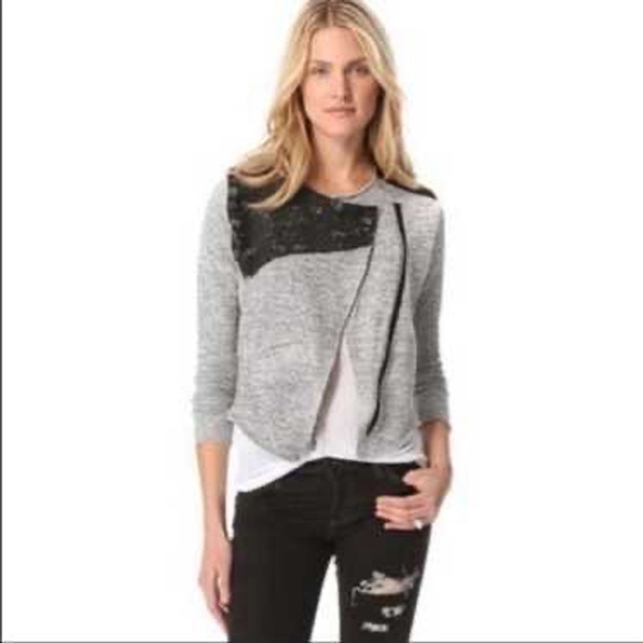 Dolan | Women's Gray & Black Long Sleeved Zip-up Sweater T-Shirt Jacket, Size XS - Picture 1 of 10